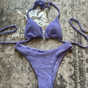 Monday Swimwear Violet Crinkle Bikini! Top is a size M and bottom is a small.